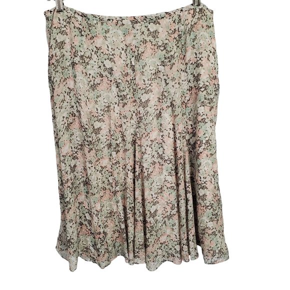 Jones New York Dresses & Skirts - JNY Collection Size 12 Skirt Floral Crinkle 100% Silk Flowing Full Hem Midi
